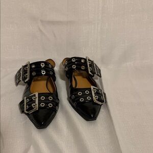 Steve Madden Black Flats with Silver Buckles